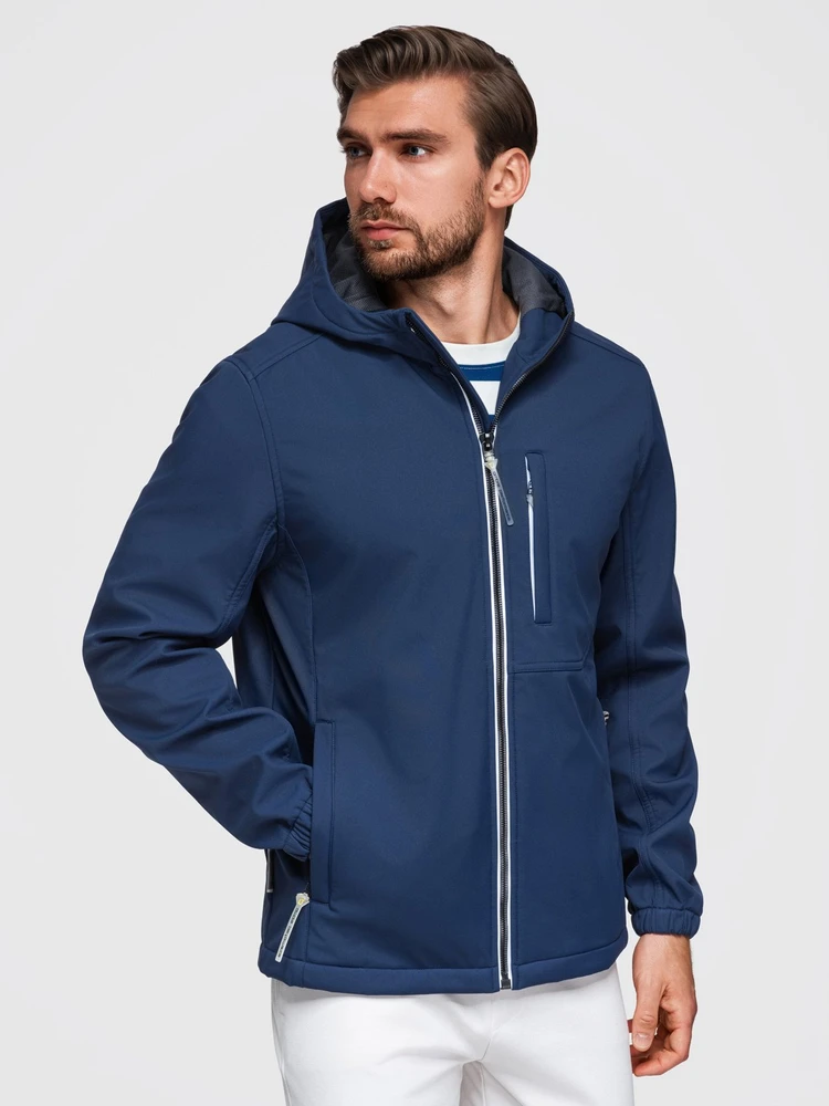 Vyriška softshell striukė su flisiniu vidumi Ombre, tamsiai mėlyna