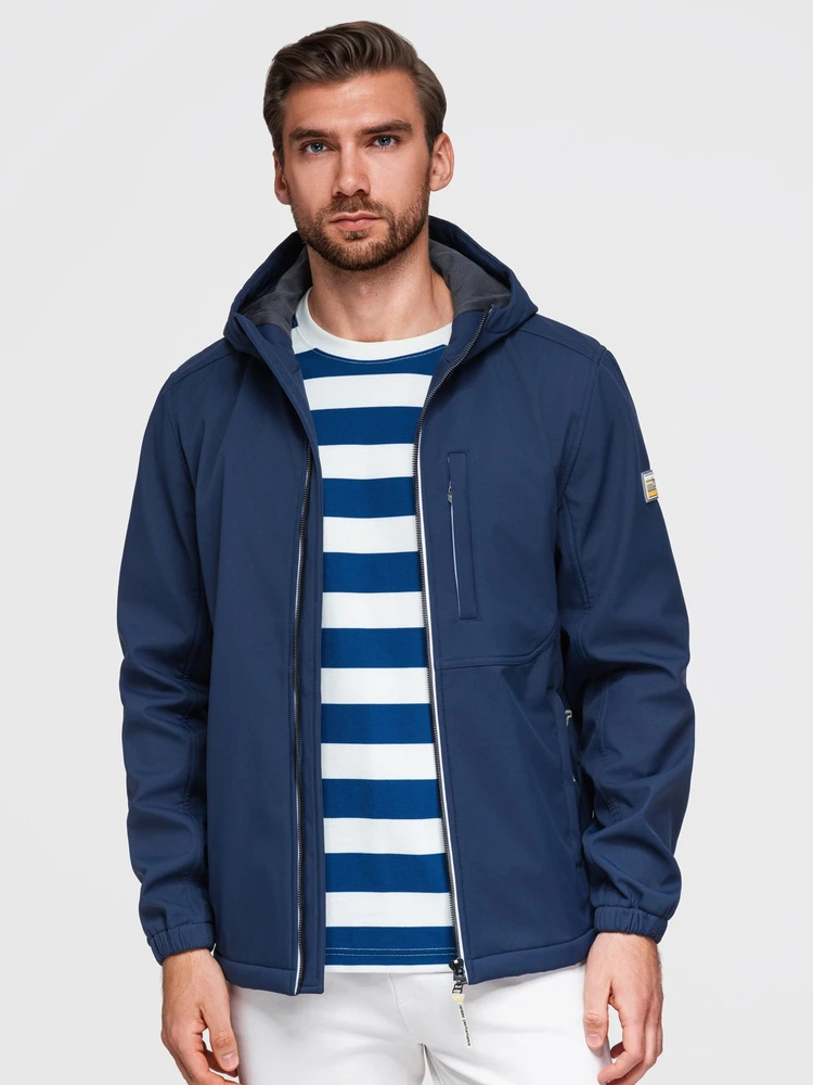 Vyriška softshell striukė su flisiniu vidumi Ombre, tamsiai mėlyna