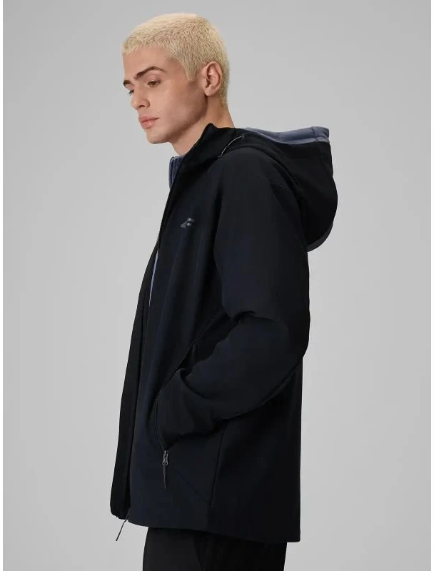 Vyriška softshell striukė su gobtuvu 4F, juoda