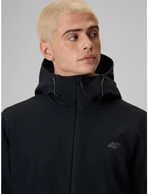 Vyriška softshell striukė su gobtuvu 4F, juoda