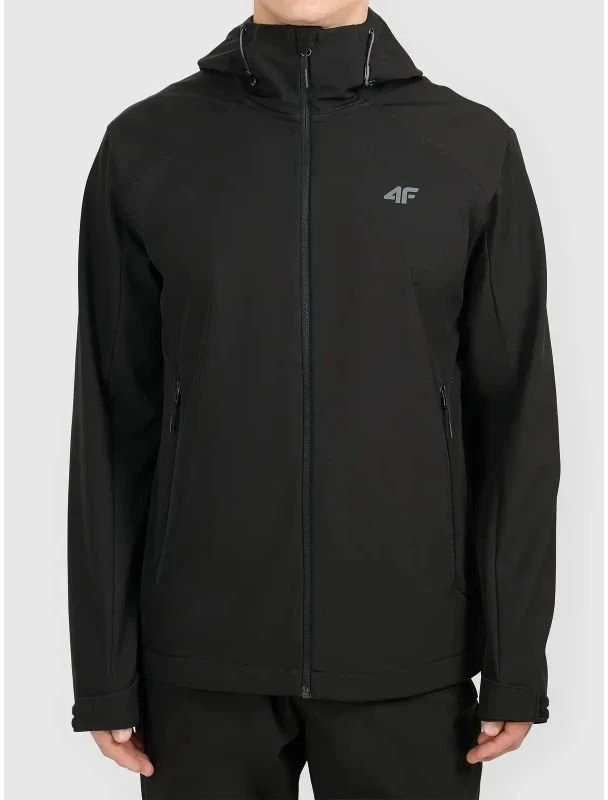 Vyriška softshell striukė su gobtuvu 4F, juoda
