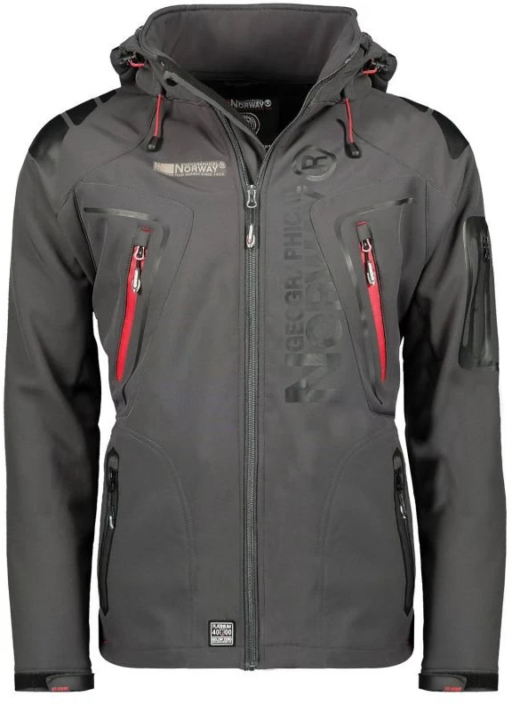 Vyriška softshell striukė su gobtuvu Geographical Norway, tamsiai pilka