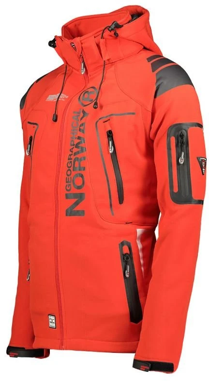 Geographical Norway Techno MEN 056 BS3 vyriškas sportinis švarkas su reguliuojamu gobtuvu, atsparus vandeniui, raudonas (WU1060H/GN)