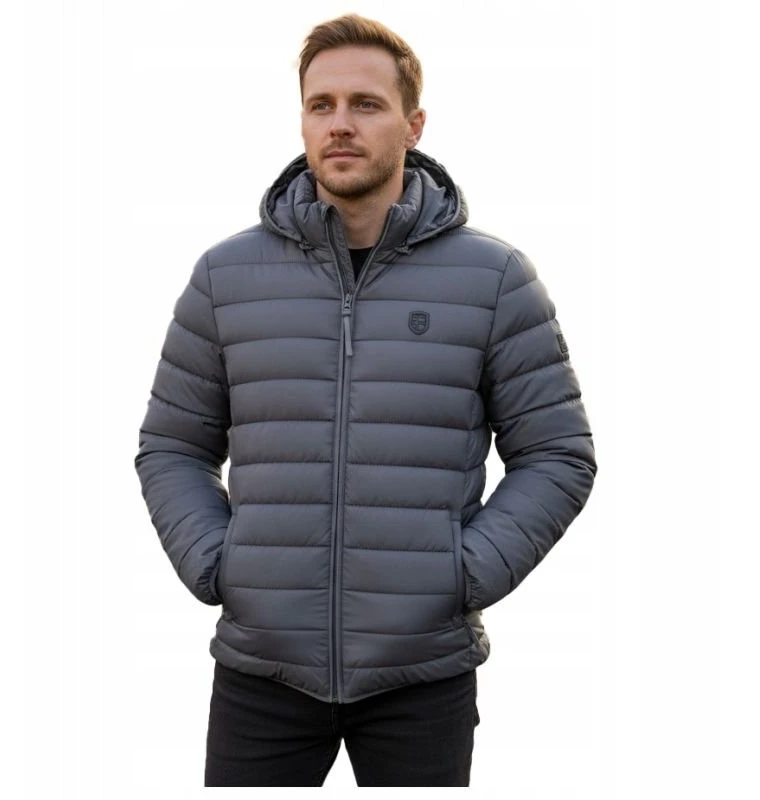 Vyriška striukė su gobtuvu Geographical Norway, tamsiai pilka