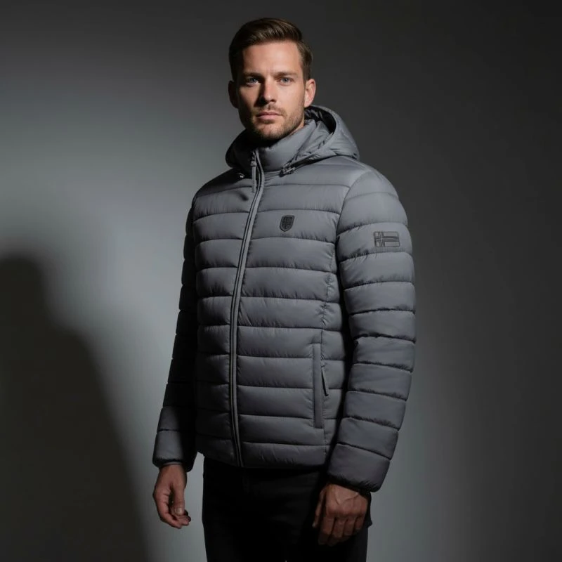 Vyriška striukė su gobtuvu Geographical Norway, tamsiai pilka