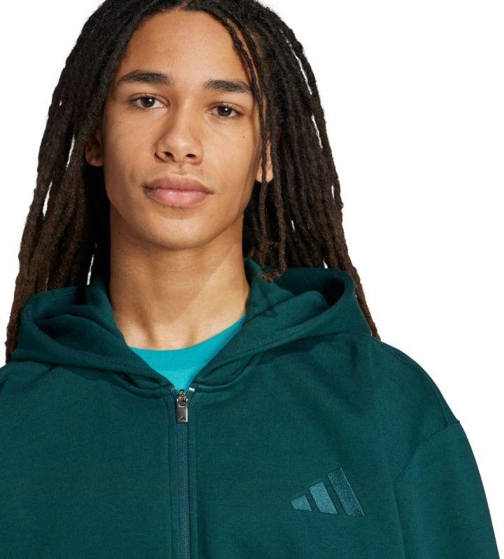 Vyriškas adidas ALL SZN Fleece džemperis su pilnu užtrauktuku Žalias JX5101