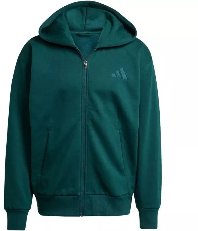 Vyriškas adidas ALL SZN Fleece džemperis su pilnu užtrauktuku Žalias JX5101