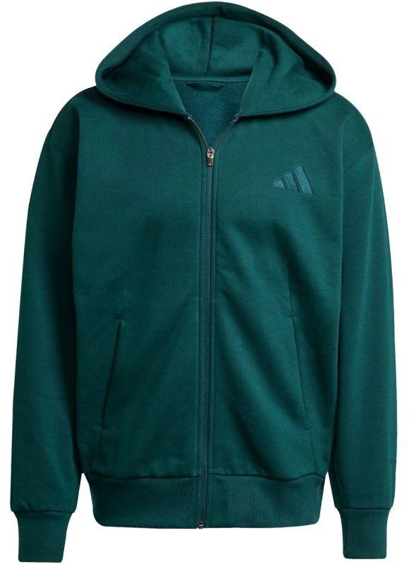 Vyriškas adidas ALL SZN Fleece džemperis su pilnu užtrauktuku Žalias JX5101