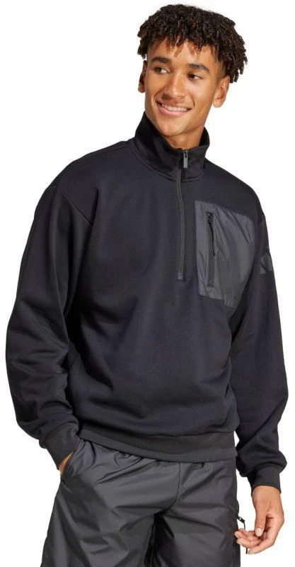 Vyriškas adidas City Escape Fleece Pusės užtrauktuko GD džemperis, juodas JF3290