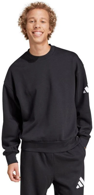 Vyriškas adidas Essentials Laisvo Kirpimo 3 Juostų Logotipo Sportinis Džemperis Juodas JF3542