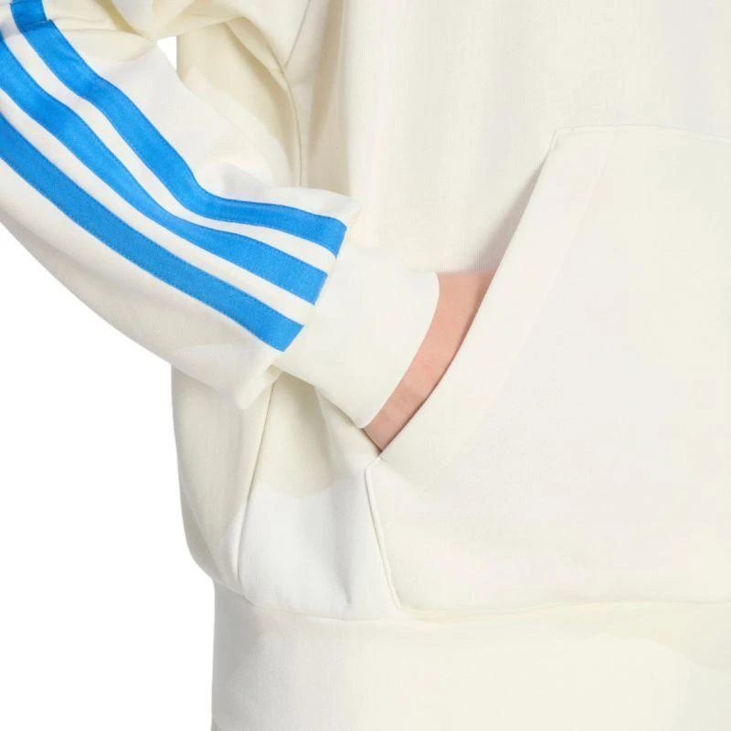 Vyriškas adidas Essentials su 3 dryželiais frotinis džemperis su gobtuvu, kreminės spalvos KD4901