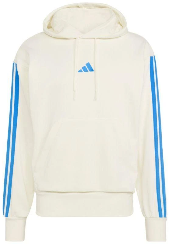 Vyriškas adidas Essentials su 3 dryželiais frotinis džemperis su gobtuvu, kreminės spalvos KD4901