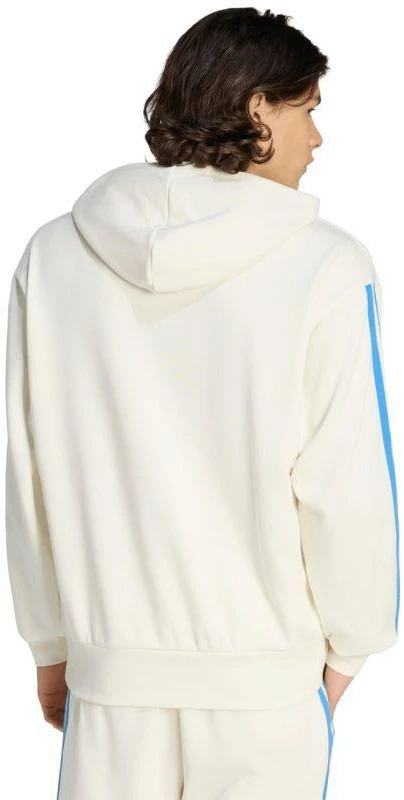 Vyriškas adidas Essentials su 3 dryželiais frotinis džemperis su gobtuvu, kreminės spalvos KD4901