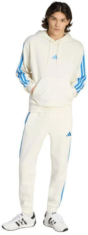 Vyriškas adidas Essentials su 3 dryželiais frotinis džemperis su gobtuvu, kreminės spalvos KD4901