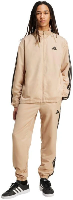 Vyriškas Adidas Sportwear Basic 3-Dryžių Austas Sportinis Kostiumas Smėlio Spalvos JX3149