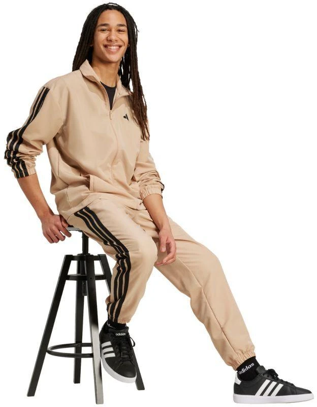Vyriškas Adidas Sportwear Basic 3-Dryžių Austas Sportinis Kostiumas Smėlio Spalvos JX3149