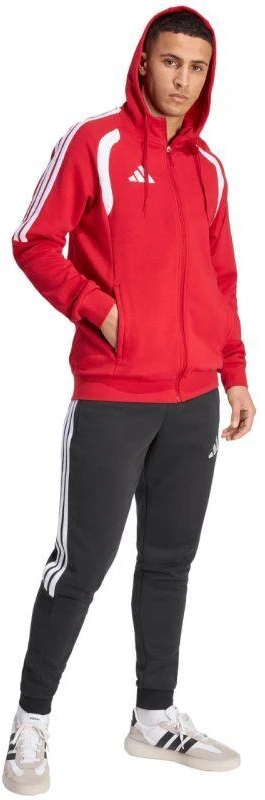 Vyriškas adidas Tiro 26 League sportinis džemperis su pilnu užtrauktuku ir gobtuvu raudonas KF9106