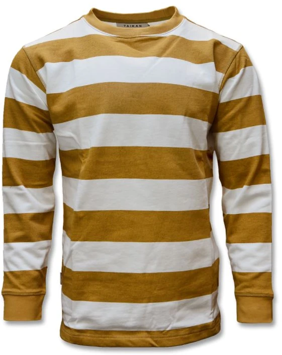 Vyriškas dryžuotas džemperis Taikan Striped Crew, geltonas ir baltas
