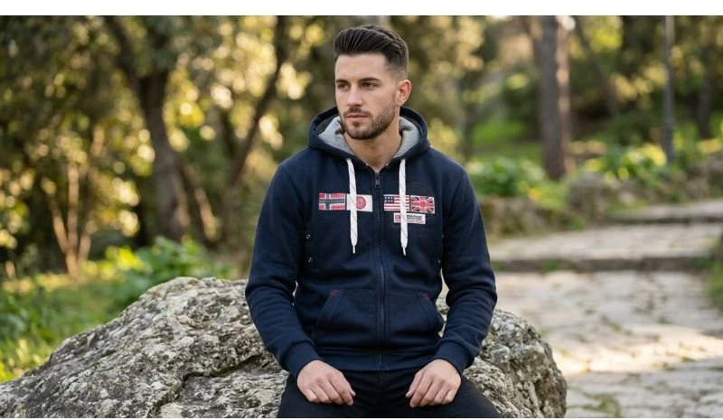 Vyriškas džemperis Geographical Norway Gorma 100, tamsiai mėlynas