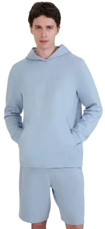 Vyriškas džemperis su gobtuvu 4F, šviesiai mėlynas