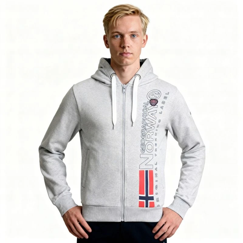 Vyriškas džemperis su gobtuvu Geographical Norway, melanžinės pilkos