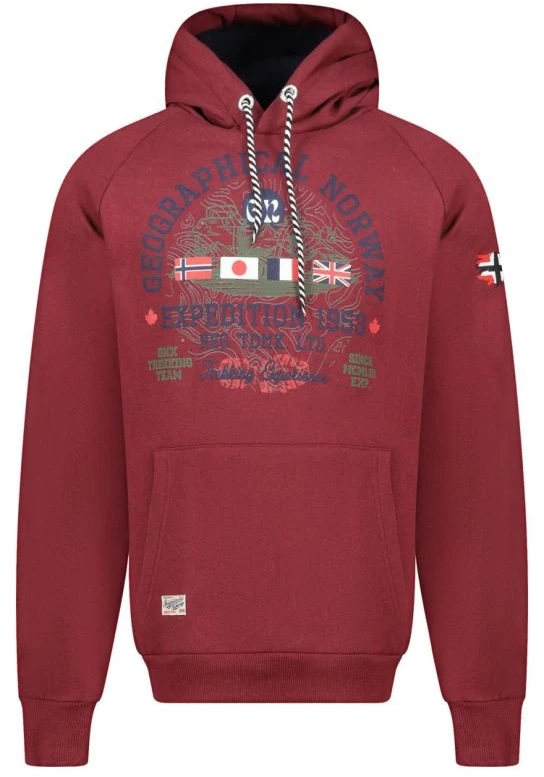 Vyriškas džemperis su gobtuvu Geographical Norway, bordo
