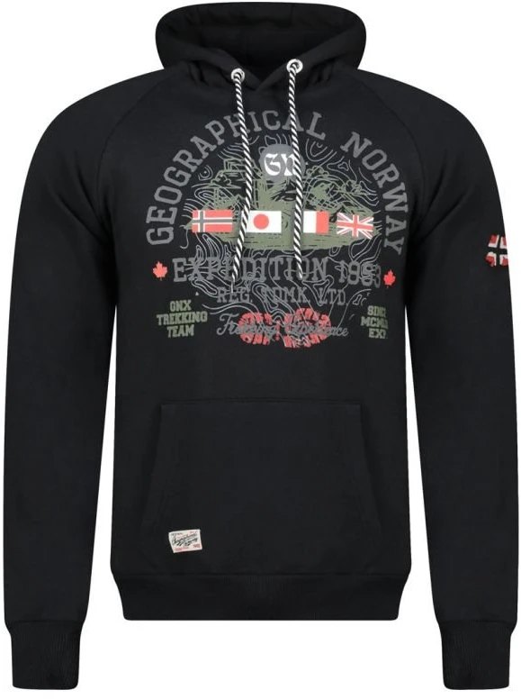 Vyriškas džemperis su gobtuvu Geographical Norway Gexpe DB 100, juodas
