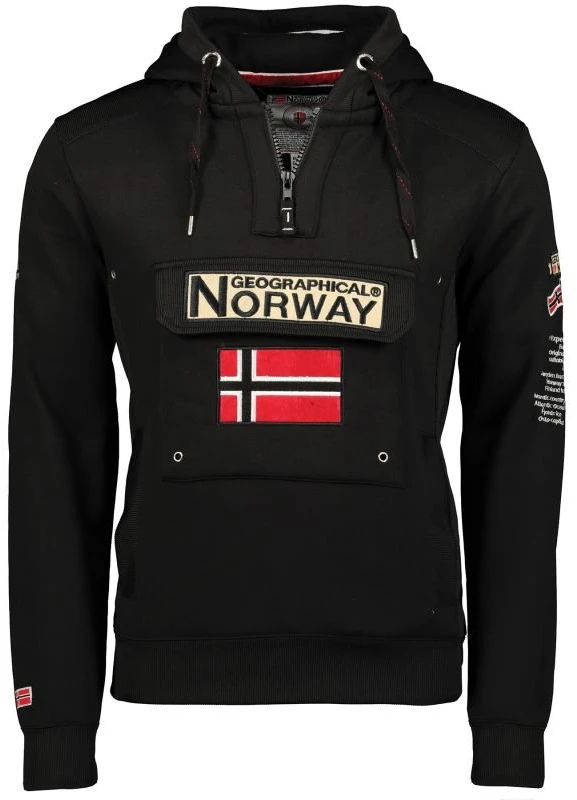 Vyriškas džemperis su gobtuvu Geographical Norway Gymclass, juodas