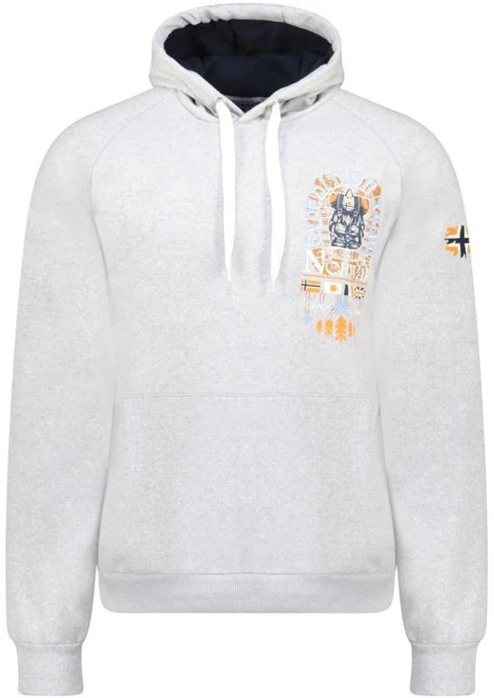 Vyriškas džemperis su gobtuvu Geographical Norway, pilkas melanžinis