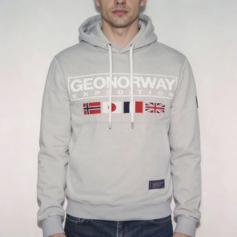 Vyriškas džemperis su gobtuvu Geographical Norway, pilkas
