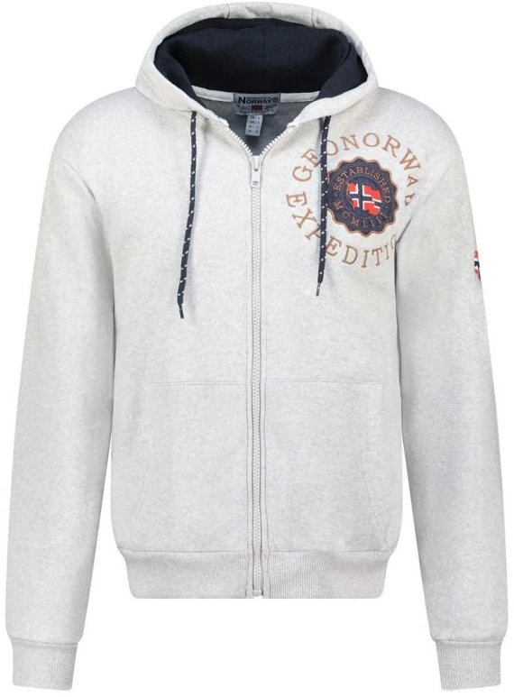 Vyriškas džemperis su gobtuvu Geographical Norway, pilkas melanžas