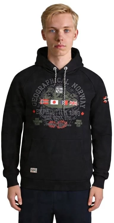 Vyriškas džemperis su gobtuvu Geographical Norway Gexpe DB 100, juodas