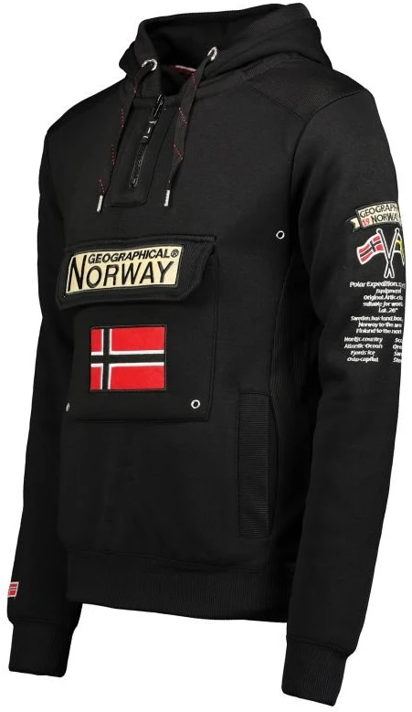 Vyriškas džemperis su gobtuvu Geographical Norway Gymclass, juodas