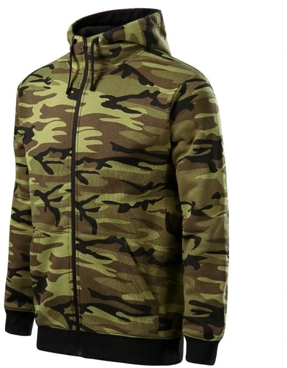 Vyriškas džemperis su gobtuvu Malfini Camo Zipper, žalias