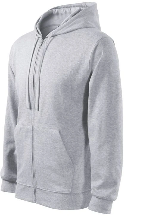 Vyriškas džemperis su gobtuvu Malfini Trendy Zipper, šviesiai pilkas