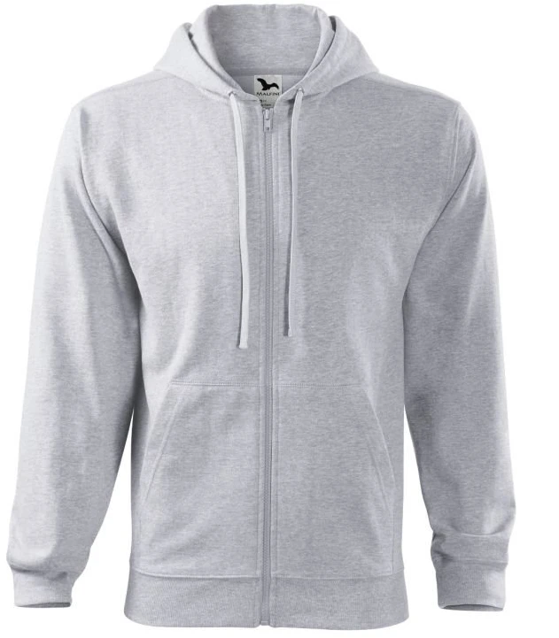 Vyriškas džemperis su gobtuvu Malfini Trendy Zipper, šviesiai pilkas