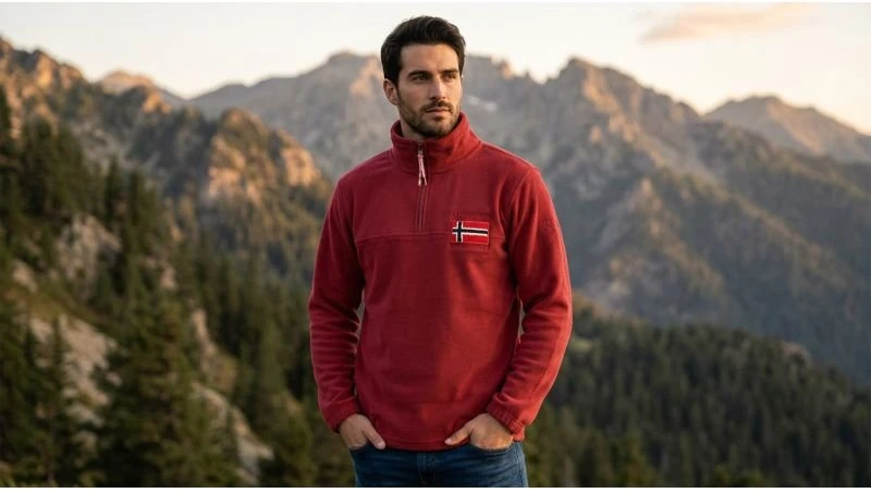Vyriškas flisinis džemperis Geographical Norway Tequateur, bordo