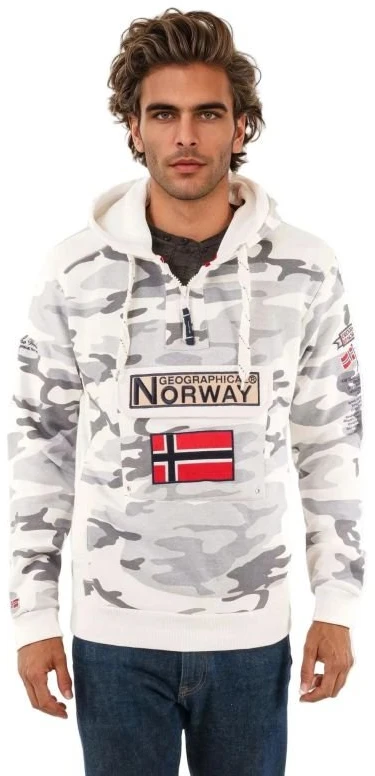 Vyriškas kamufliažinis džemperis su gobtuvu Geographical Norway, tamsiai pilkas