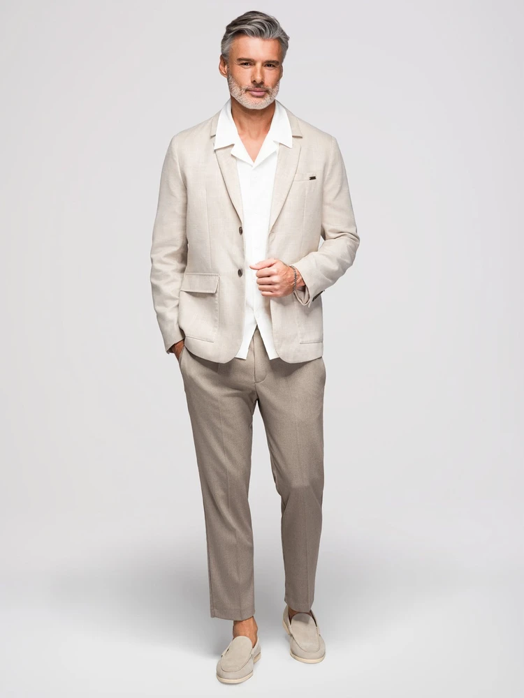 Vyriškas kreminis lininis švarkas