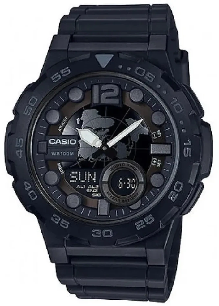 Vyriškas laikrodis CASIO AEQ-100W-1BV (zd070b) - WORLD TIME + BOX
