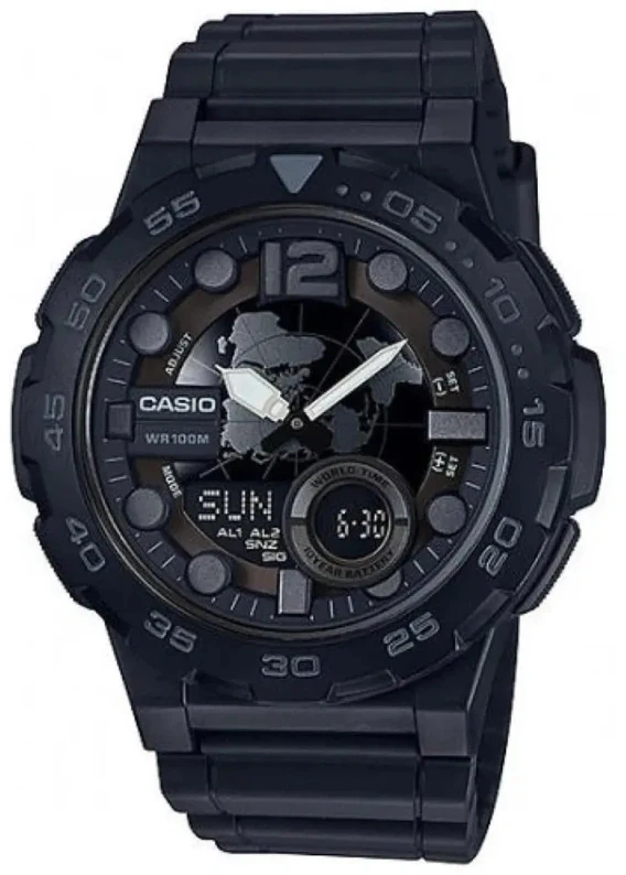 Vyriškas laikrodis CASIO AEQ-100W-1BV (zd070b) - WORLD TIME + BOX