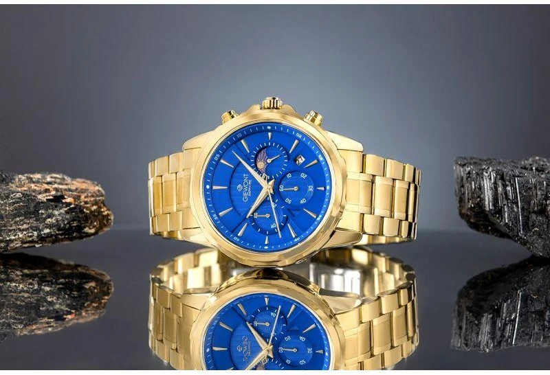 Vyriškas laikrodis Giewont Chronograph Safyras Auksas Mėlynas GW9460-B5