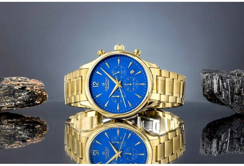 Vyriškas laikrodis Giewont Chronograph Safyras Auksas Mėlynas GW6310-B5
