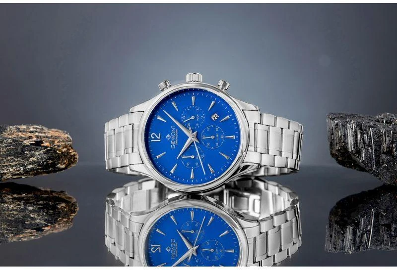 Vyriškas laikrodis Giewont Chronograph Safyras Sidabrinis Mėlynas GW6310-B3