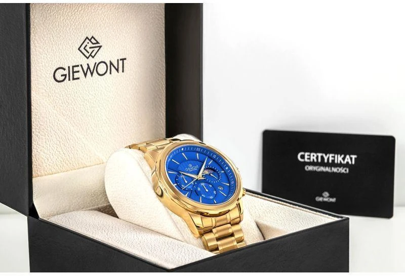 Vyriškas laikrodis Giewont Chronograph Safyras Auksas Mėlynas GW9460-B5