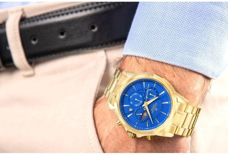 Vyriškas laikrodis Giewont Chronograph Safyras Auksas Mėlynas GW9460-B5