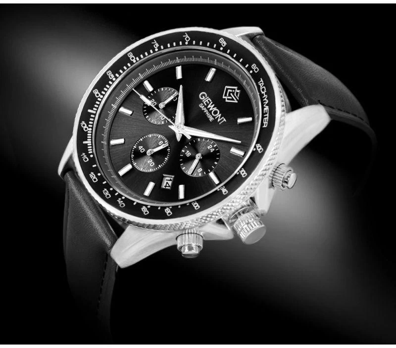 Vyriškas laikrodis Giewont Chronograph Safyras Juodas GW3520-A4