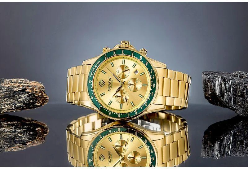 Vyriškas laikrodis Giewont Chronograph Safyras Auksinis Žalias GW3520-B6