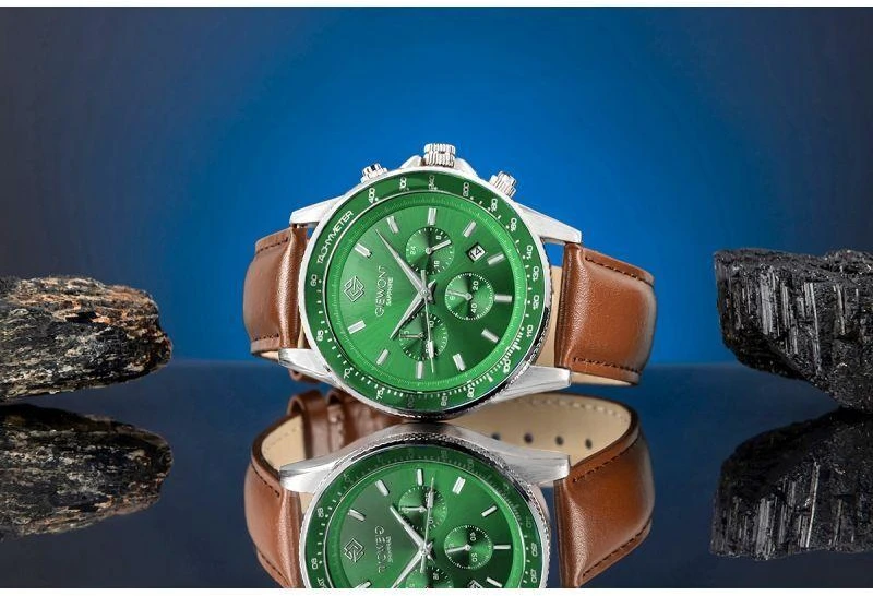 Vyriškas laikrodis Giewont Chronograph Safyras Ruda Žalia GW3520-A6