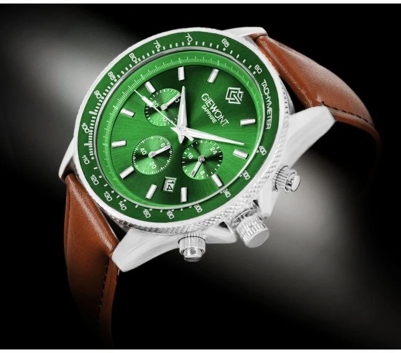 Vyriškas laikrodis Giewont Chronograph Safyras Ruda Žalia GW3520-A6